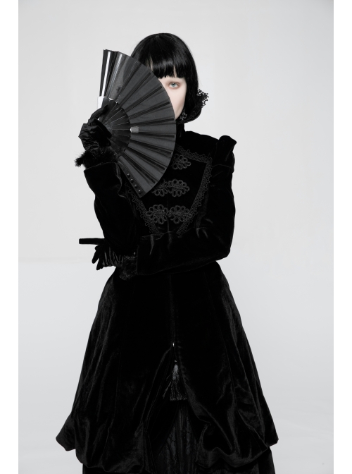 Side Rivet Decoration Lightweight Cloth Black Punk Fan