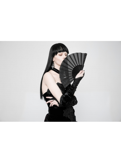 Side Rivet Decoration Lightweight Cloth Black Punk Fan