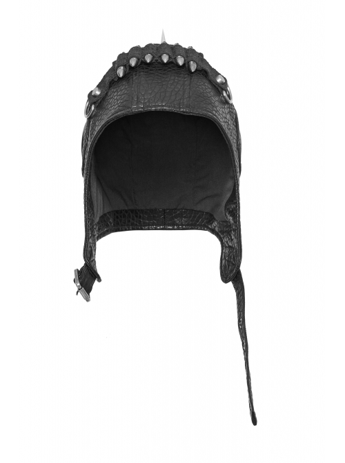 Metal Rivet Plastic Imitation Bullet Decoration Metal Hasp Black Punk PU Leather Pilot Cap