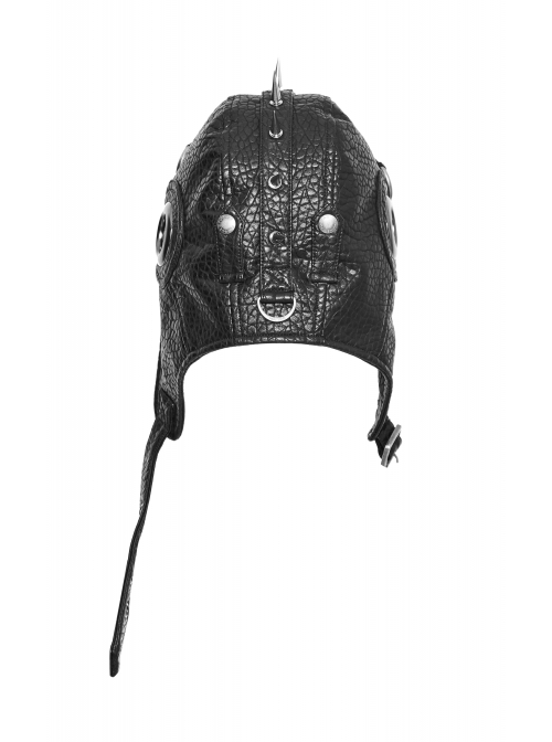 Metal Rivet Plastic Imitation Bullet Decoration Metal Hasp Black Punk PU Leather Pilot Cap