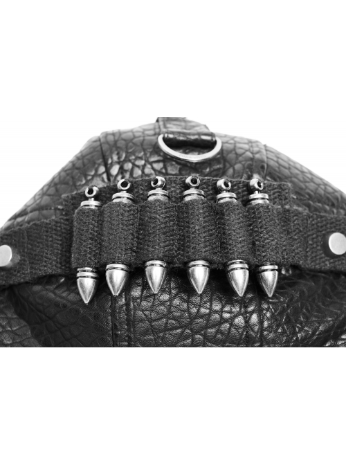 Metal Rivet Plastic Imitation Bullet Decoration Metal Hasp Black Punk PU Leather Pilot Cap