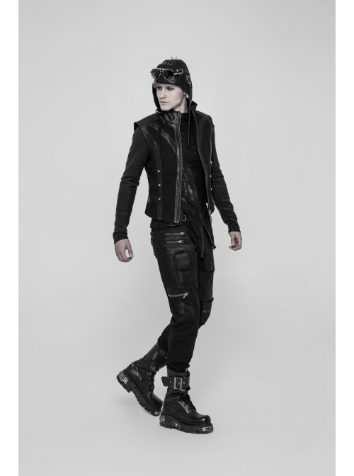 Metal Rivet Plastic Imitation Bullet Decoration Metal Hasp Black Punk PU Leather Pilot Cap