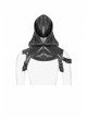 Metal Buckle Strap Lace-Up Collar Black Punk Hooded Accessory