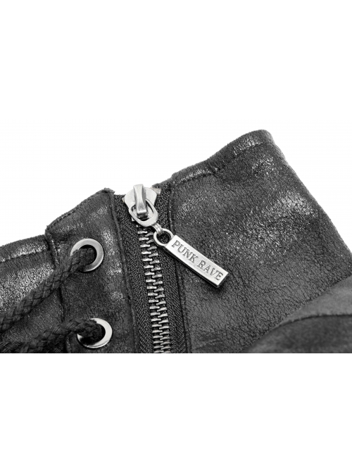 Metal Buckle Strap Lace-Up Collar Black Punk Hooded Accessory