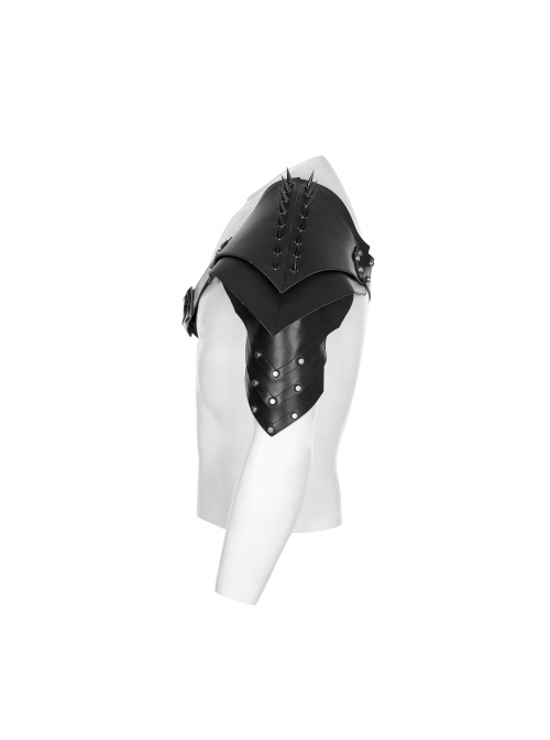 One-Shoulder Metal Buckle Strap Sharp Cone Nails Black Punk Armor Accessory