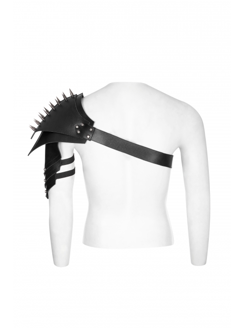One-Shoulder Metal Buckle Strap Sharp Cone Nails Black Punk Armor Accessory