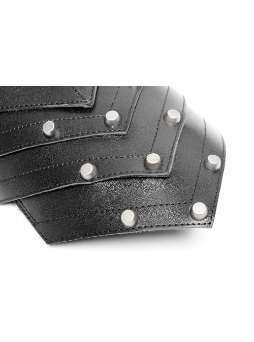 One-Shoulder Metal Buckle Strap Sharp Cone Nails Black Punk Armor Accessory