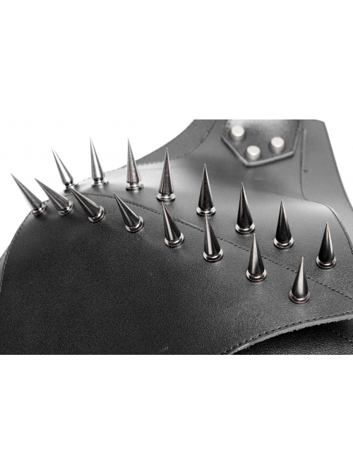 One-Shoulder Metal Buckle Strap Sharp Cone Nails Black Punk Armor Accessory