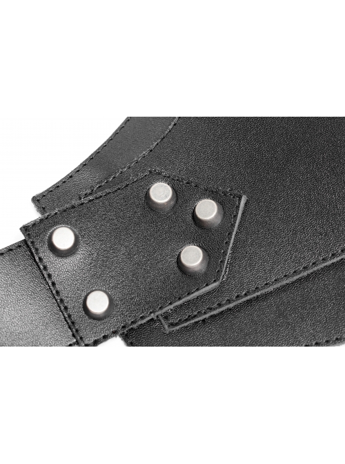 One-Shoulder Metal Buckle Strap Sharp Cone Nails Black Punk Armor Accessory