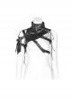 Buckle-On Lace-Up High Collar Metal Eyelets Strap Black Punk Shoulder Accessory