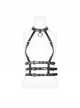 Metal Rings Hasp Back Spine-Shaped Straps Black Punk Leather Accessory