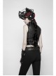 Metal Rings Hasp Back Spine-Shaped Straps Black Punk Leather Accessory