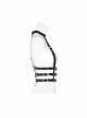 Metal Rings Hasp Back Spine-Shaped Straps Black Punk Leather Accessory