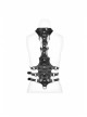 Metal Rings Hasp Back Spine-Shaped Straps Black Punk Leather Accessory