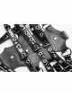 Metal Rings Hasp Back Spine-Shaped Straps Black Punk Leather Accessory