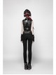 Metal Rings Hasp Back Spine-Shaped Straps Black Punk Leather Accessory