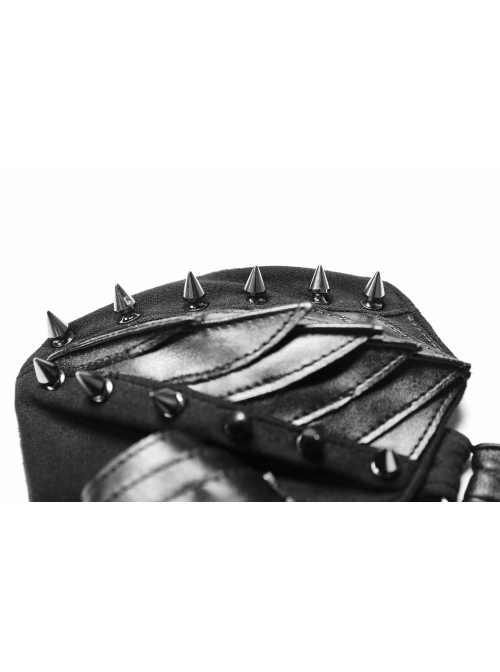 Metal Buckle Elastic Band Sharp Cone Nails Black Punk PU Leather Mask