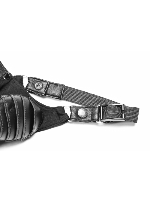 Metal Buckle Elastic Band Sharp Cone Nails Black Punk PU Leather Mask