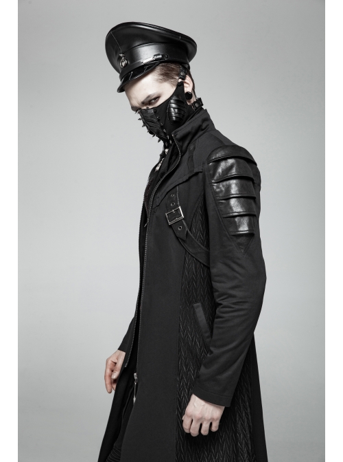 Metal Buckle Elastic Band Sharp Cone Nails Black Punk PU Leather Mask