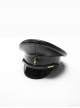 Front Center Metal Pendant Black Punk PU Leather Texture Hat