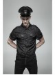 Front Center Metal Pendant Black Punk PU Leather Texture Hat