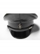 Front Center Metal Pendant Black Punk PU Leather Texture Hat