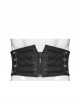 Front Zipper Rivet Decoration Back Waist Lace-Up Black Punk PU Leather Corset