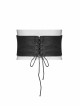 Front Zipper Rivet Decoration Back Waist Lace-Up Black Punk PU Leather Corset