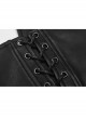 Front Zipper Rivet Decoration Back Waist Lace-Up Black Punk PU Leather Corset
