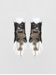 Metal Gear Decorative Retro Button Metal Chain Black Punk Gloves