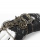 Metal Gear Decorative Retro Button Metal Chain Black Punk Gloves