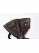 Leather Hasp Inkjet Imitation Metal Brown Punk Vintage Bow Tie