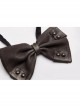 Leather Hasp Inkjet Imitation Metal Brown Punk Vintage Bow Tie