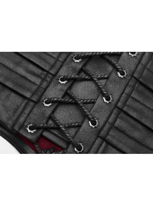 Front Metal Retro Decoration Side Zipper Back Waist Lace-Up Black Punk Chinese Style Waist Seal