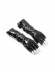 Black Knit Splice PU Leather Metal Hasp Rivet Splice Mesh Punk Gloves