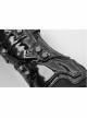 Black Knit Splice PU Leather Metal Hasp Rivet Splice Mesh Punk Gloves