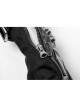 Black Knit Splice PU Leather Metal Hasp Rivet Splice Mesh Punk Gloves
