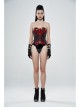Black Knit Splice PU Leather Metal Hasp Rivet Splice Mesh Punk Gloves