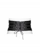 Front Metal Buckle Zipper Back Waist Lace-Up Black Punk Patent Leather Girdle