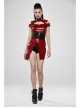 Front Metal Buckle Zipper Back Waist Lace-Up Black Punk Patent Leather Girdle