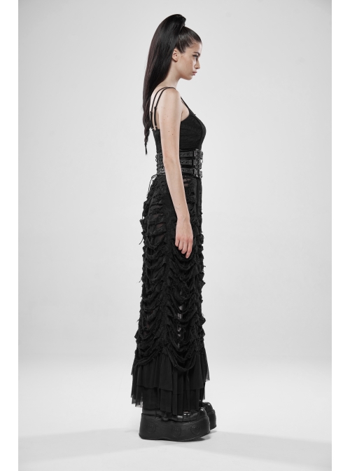 Front Metal Buckle Zipper Back Waist Lace-Up Black Punk Patent Leather Girdle
