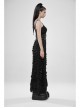 Front Metal Buckle Zipper Back Waist Lace-Up Black Punk Patent Leather Girdle