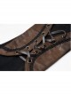 Metal Eyelets Lace-Up Embroidered Brown Punk Fingerless Vintage Gloves