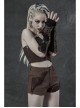 Metal Eyelets Lace-Up Embroidered Brown Punk Fingerless Vintage Gloves