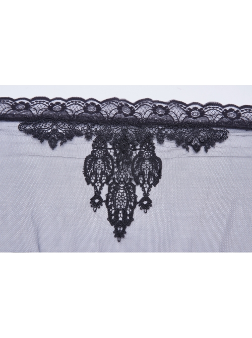 Black Lace Light Thin Gradient Mesh Frill Hem Gothic Veil