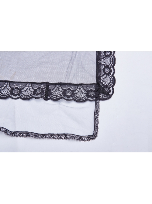 Black Lace Light Thin Gradient Mesh Frill Hem Gothic Veil