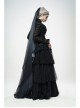 Black Lace Light Thin Gradient Mesh Frill Hem Gothic Veil