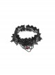 Front Center Plastic Decoration Gem Pendant Metal Rivet Chain Black Gothic Thick Rose Lace Necklace
