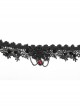 Front Center Plastic Decoration Gem Pendant Metal Rivet Chain Black Gothic Thick Rose Lace Necklace