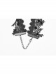 Front Center Plastic Decoration Gem Pendant Metal Rivet Chain Black Gothic Thick Rose Lace Necklace